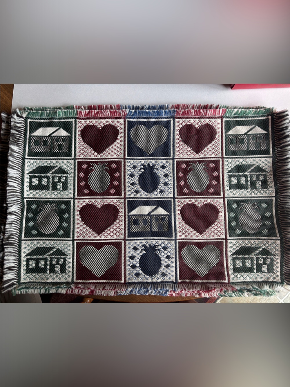 Woven Heart & Home Pattern Place Mats (6) - Multicolor